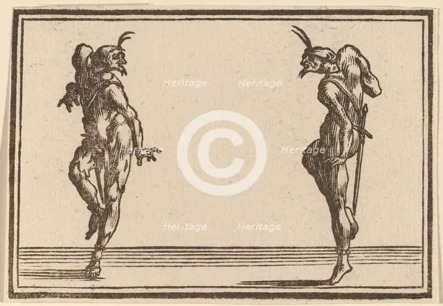 Two Pantaloons Dancing, 1621. Creator: Edouard Eckman.