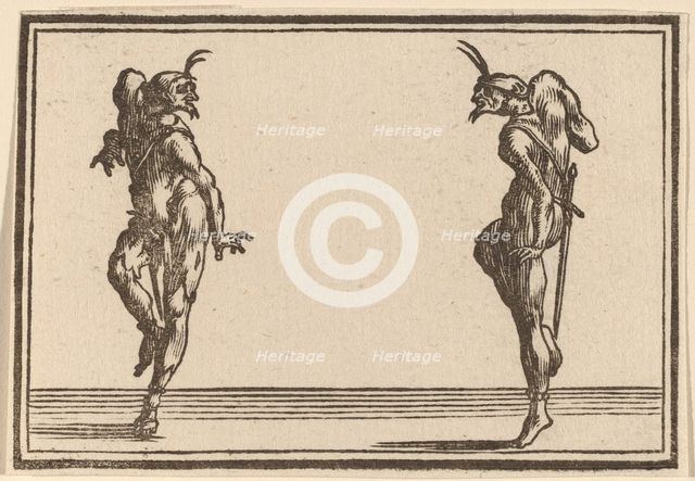 Two Pantaloons Dancing, 1621. Creator: Edouard Eckman.
