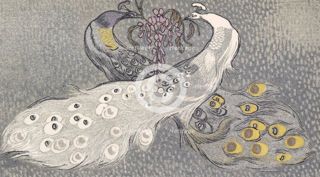 Two peacocks, scene from "The Jungle Book", 1919.  Creator: Paul Jouve.