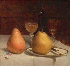 Two Pears on a Tabletop, c. 1866. Creator: Sanford Robinson Gifford