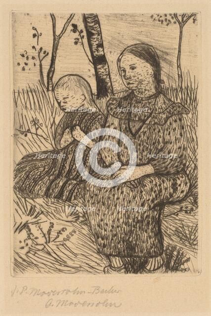Two Peasant Girls, c. 1900. Creator: Paula Modersohn-Becker.