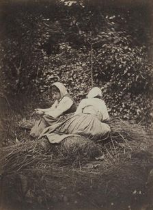 Two Peasant Girls Seated, 1870s. Creator: Auguste Giraudon's Artist (French)