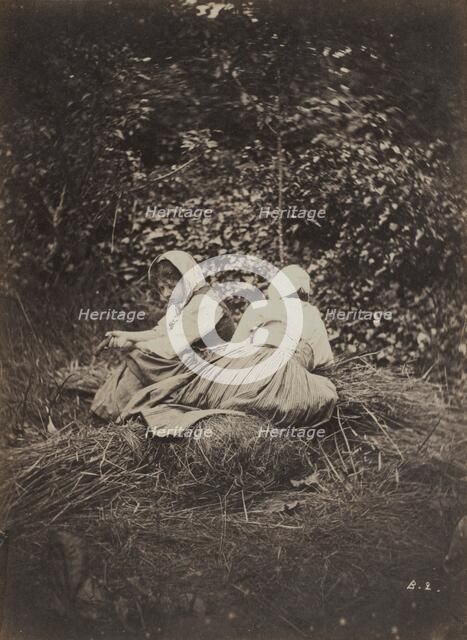 Two Peasant Girls Seated, 1870s. Creator: Auguste Giraudon's Artist (French).