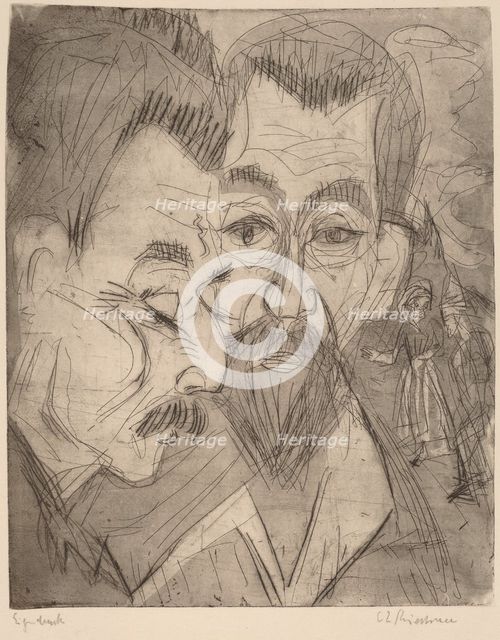 Two Peasant Heads, 1920. Creator: Ernst Kirchner.