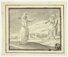Two Peasant Women Greeting Each Other in a Field, n.d. Creator: Unknown
