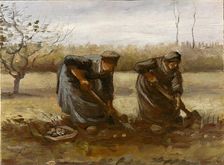 Two Peasant Women Digging Potatoes, 1885. Creator: Gogh, Vincent, van (1853-1890)