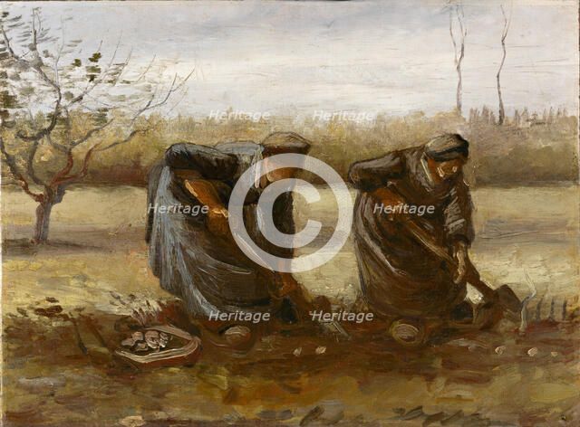Two Peasant Women Digging Potatoes, 1885. Creator: Gogh, Vincent, van (1853-1890).