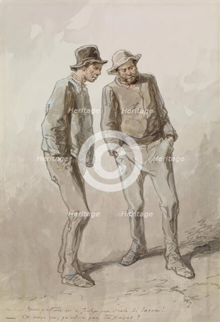 Two Peasants, 1855-1857. Creator: Paul Gavarni.