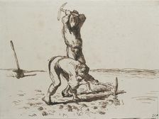 Two Peasants digging with Pickaxes, c1844-1846. Artist: Jean Francois Millet