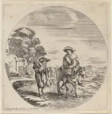Two Peasants Traveling in a Landscape, 1656. Creator: Stefano della Bella