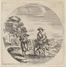 Two Peasants Traveling in a Landscape, 1656. Creator: Stefano della Bella