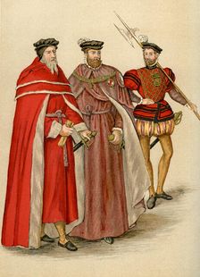 Two peers in their robes, and a halberdier, 16th century (1893)