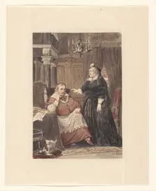 Two people in an interior, possibly Maria de Medici and Cardinal de Richelieu, 1833-1890. Creator: Johan Coenraad Leich