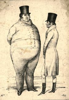 Two Personages of Great Weight on the Turf. Query_Which is the weightier ? 1829. Creator: John Doyle
