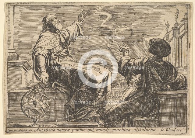 Two Philosophers Watching an Eclipse, 1615-42. Creator: Pierre Brebiette.