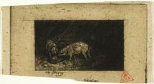 Two Pigs Eating from a Trough, 1844. Creator: Charles Emile Jacque