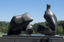 Two Piece Reclining Figure No.5, by Henry Moore, nr Kenwood House, London, England, 3/6/10. Creator: Ethel Davies