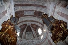 Two pipe organs in the basilica in Mafra National Palace (Palacio de Mafra), Mafra, Portugal, 2009. Creator: Samuel Magal