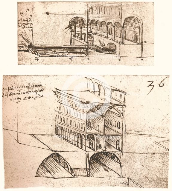 Two plans for canals in a town, c1472-c1519 (1883). Artist: Leonardo da Vinci.