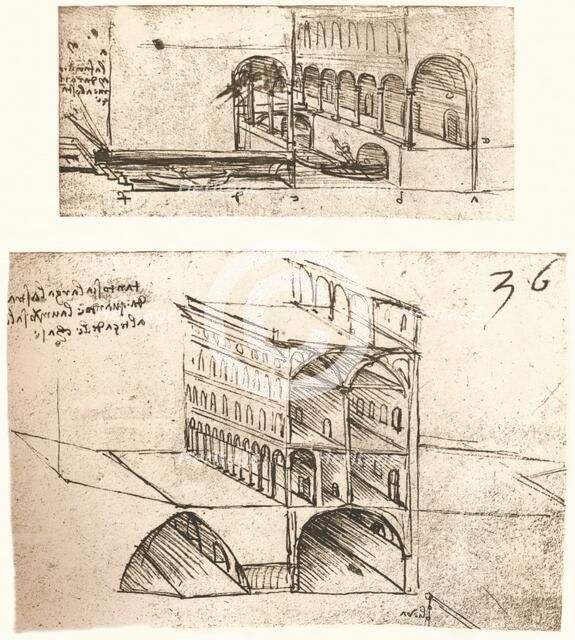 Two plans for canals in a town, c1472-c1519 (1883). Artist: Leonardo da Vinci.