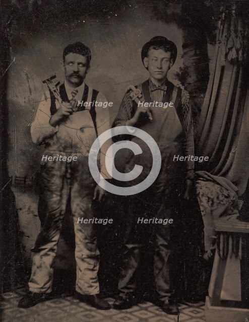 Two Plumbers in Overalls, 1880s. Creator: Unknown.