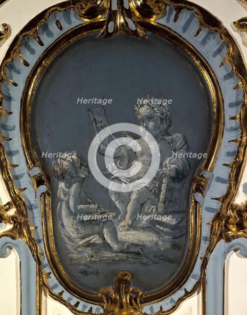 Two poets, a lyre, and a laurel wreath, between 1735 and 1745. Creator: Unknown.