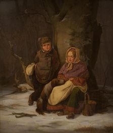 Two poor children, 1845. Creator: Peter Julius Larsen