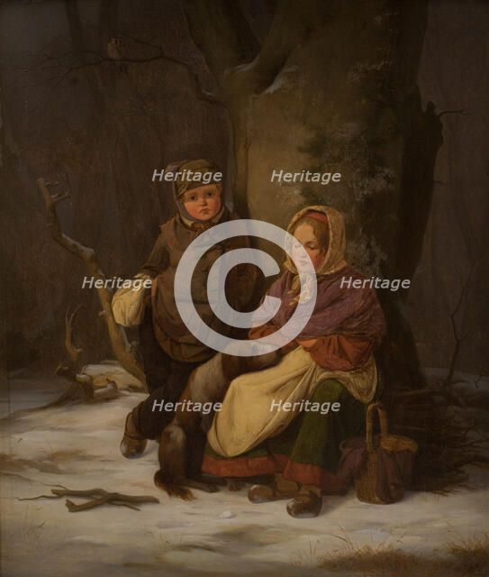 Two poor children, 1845. Creator: Peter Julius Larsen.