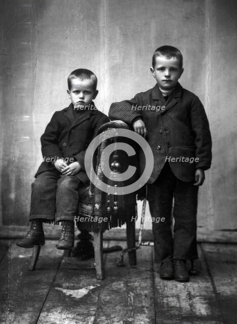 Two poor boys, late 1800s/turn of the century. Creator: Unknown.