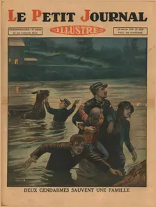 Two policemen save a family, 1930. Creator: Unknown