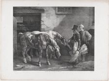 Two Post Horses at the Door of a Stable, 1822. Creator: Theodore Gericault