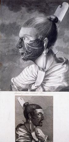 Two portraits of Maoris, c1768-c1780, 1769. Creators: Sydney Parkinson, John Webber