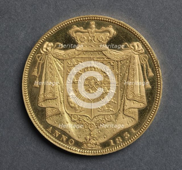 Two Pounds [pattern] (reverse), 1831. Creator: J. B. Merlen (British); William Wyon (British).