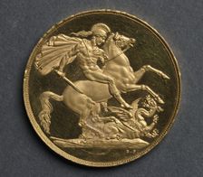 Two Pounds (reverse), 1820. Creator: Benedetto Pistrucci (Italian, 1784-1855)