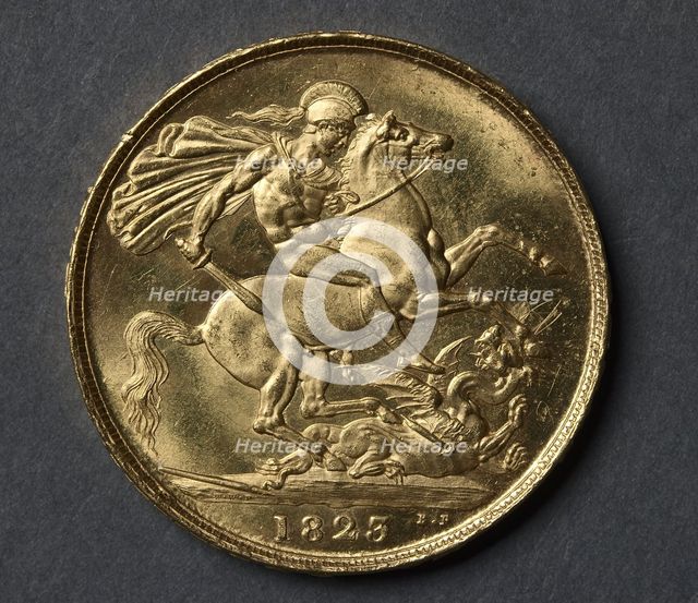 Two Pounds (reverse), 1823. Creator: Benedetto Pistrucci (Italian, 1784-1855).