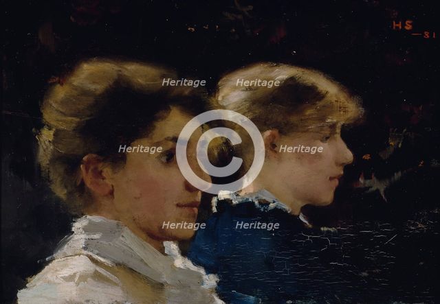 Two Profiles (Marianne Preindlsberger in front), 1881. Creator: Helene Schjerfbeck.