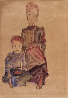 Two Proletarian Children, 1910. Creator: Egon Schiele