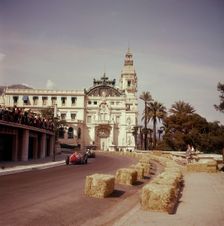 Two racing cars taking a bend, Monaco Grand Prix, Monte Carlo, 1959