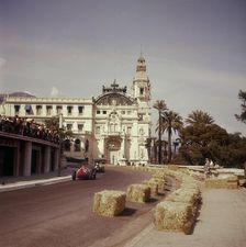 Two racing cars taking a bend, Monaco Grand Prix, Monte Carlo, 1959