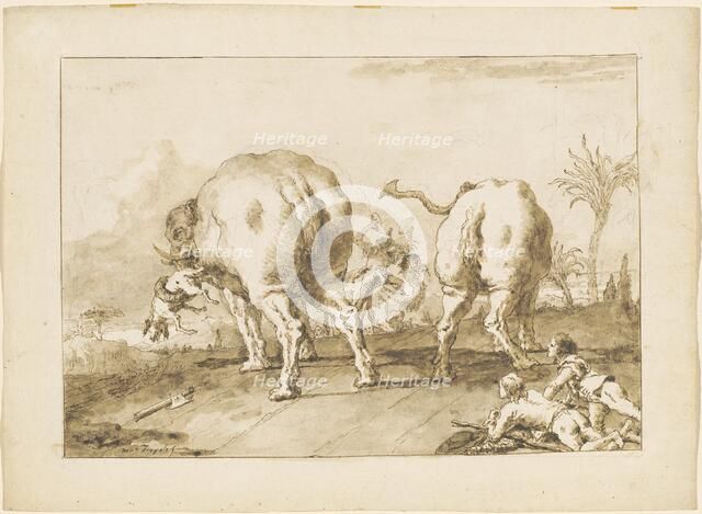 Two Rampaging Elephants, 1790/1792. Creator: Giovanni Battista Tiepolo.