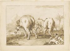 Two Rampaging Elephants, 1790/1792. Creator: Giovanni Battista Tiepolo