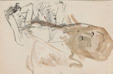Two reclining women and a woman's head, 1875-1934. Creator: Isaac Lazerus Israels