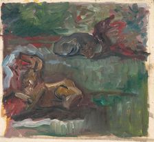 Two Reclining Dogs, 1935-1940. Creator: Arnold Peter Weisz-Kubincan