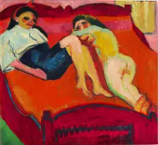 Two reclining girls, 1910. Creator: Max Pechstein