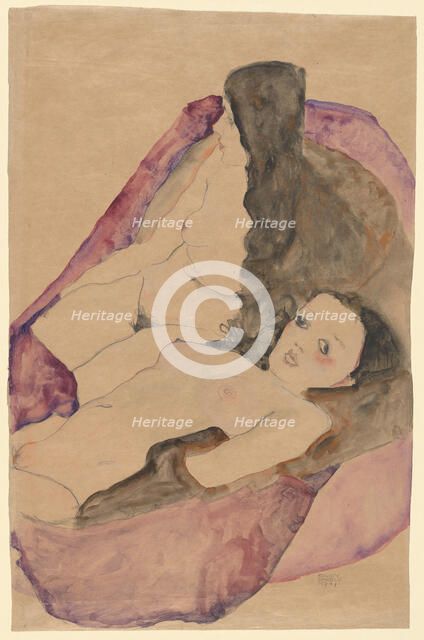Two Reclining Nudes , 1911. Creator: Schiele, Egon (1890-1918).