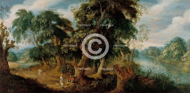 Two resting bird sellers talking. Artist: Govaerts, Abraham (1589-1626)