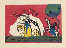 Two Riders Before Red (Zwei Reiter vor Rot). From Klänge (Sounds) , 1913. Creator: Kandinsky, Wassily Vasilyevich (1866-1944)
