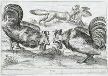 Two Roosters Fighting, 1610. Creator: Hendrick Hondius I