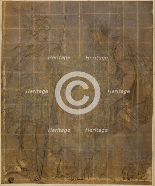 Two Roman Warriors with She-Wolf, Romulus, and Remus, n.d. Creator: Unknown.