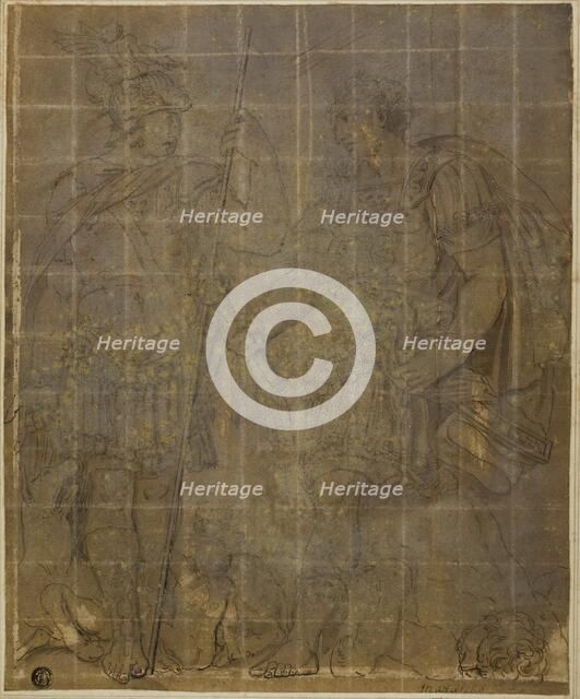 Two Roman Warriors with She-Wolf, Romulus, and Remus, n.d. Creator: Unknown.